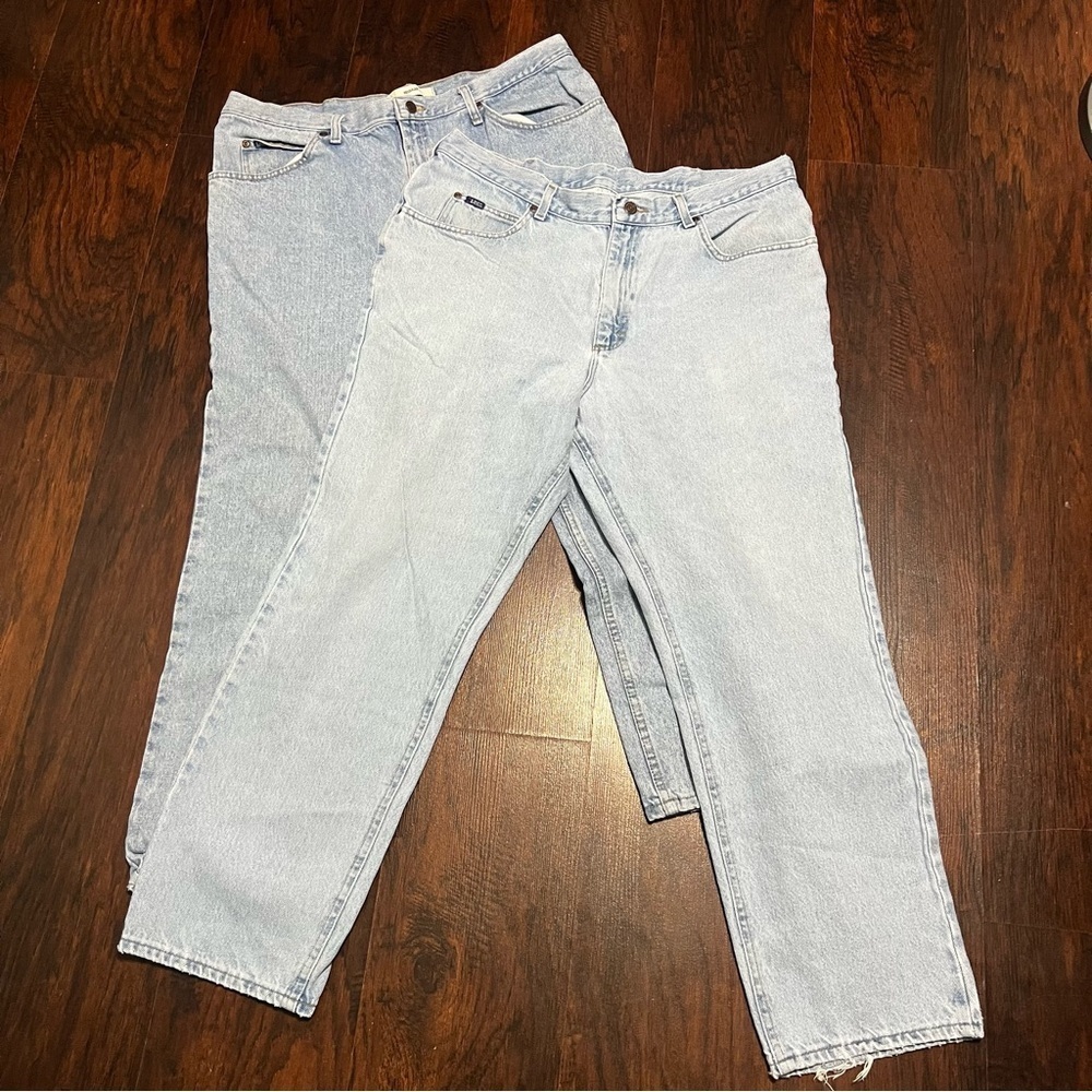 LEE JEANS 2 pairs Men’s 90s Y2K Vintage Light Wash Denim Jeans 40 x 30